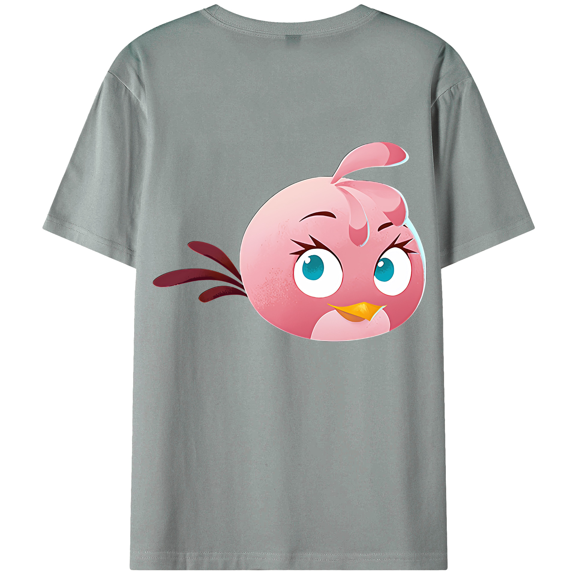 （画像用） Angry Birds アングリーバード 綿100％ メンズ半袖Tシャツ（バックプリント） 通気性